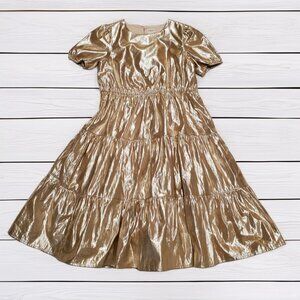 NWOT Crewcuts Tiered Gold Shimmer Dress Size 10